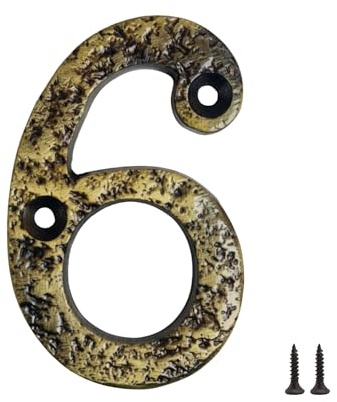 Numero Civico Esterno in Metallo con Viti – Numeri Civici da Esterno Resistenti, Targhetta per Casa e Portone, Numeri Civici Esterni Design Vintage 6