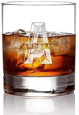 AMAVEL Whiskyglas mit Gravur, Personalisiert mit Namen und Initialen, Tumbler, Füllmenge: 320 ml