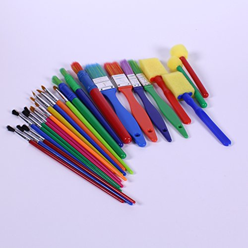 Paint Brushes & Painting Sponges Dabbers Easy Hold for Art Set of 25 Assorted by BCreative ®