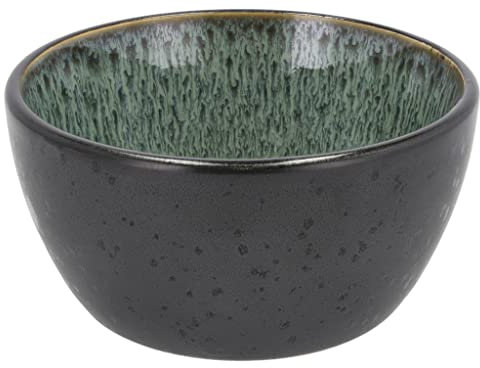 BITZ Schüssel, Schale, Müslischale, Snackschale aus Steingut, 12 cm im Durchmesser, schwarz/grün