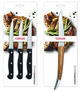 Comas 5277 Chuleteros Hq Sutil - Juego de 6 piezas de madera, acero inoxidable, multicolor
