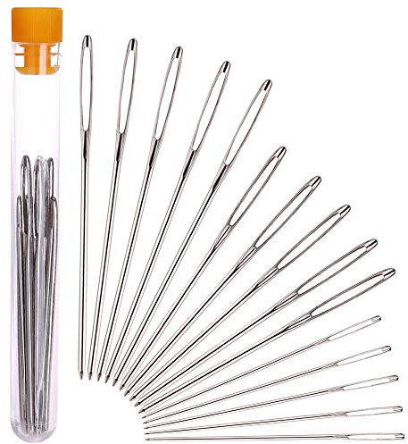 H&S Aghi per Cucine con Cruna Grande - 15 pz - Ago da Lana e Altri Filati - Set di Aghi in Acciaio Inossidabile con Custodia a Tubo - Per Ricamo, Pelle e Tessuti