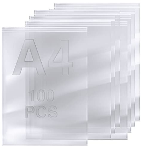 100 Grip Seal Bags 9 x 12.75 (A4) | Reusable Strong Zip Lock | Small Clear Resealable Plastic Bags | Polythene Packaging for Food Storage, Jewellery - by Sabco (9 x 12.75)