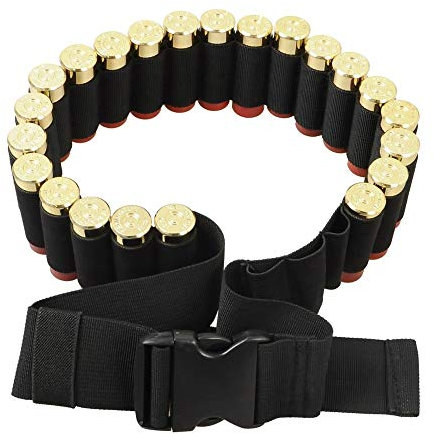 Taktische Patronengürtel, Tragbar Einstellbar 25 Loch Schnap Shells Bandolier Belt 140cm Lange Taktische Patronengurt für Munition vom Kaliber 12/20G für Jagd