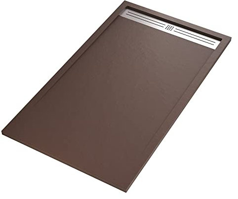 Receveur de douche RELAX en résine marbre marron effet pierre-ciment - 90 x 100