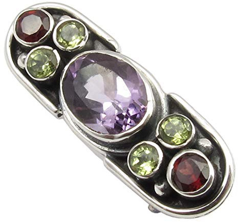 SilverStarJewel 925 Rein Sterling Silber Mehrsteine tcw 2,2 Brosche 2,5 cm Stein Geschenk Herrenschmuck