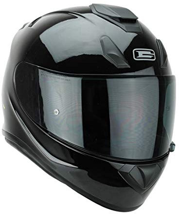 G-Mac Roar Evo Blackout Full Face Fibreglass Motorcycle Helmet + FREE Dark Visor (Gloss Black, L)