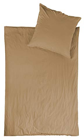 jilda-tex Bio-Bettwäsche Stone-Washed Lissabon 100% Bio-Baumwolle Knitterlook Stehsaum Uni Made in Green (Sand, 155 x 220 cm)