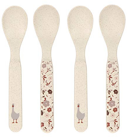 LÄSSIG Kinder Löffel Set (4 Stk.) Kinderbesteck ohne Melamin, BPA-frei, für Spülmaschine und Mikrowelle/Spoon Set Tiny Farmer Goose