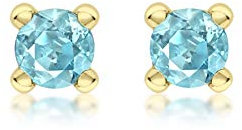 CARISSIMA Damen-Ohrstecker Geburtsstein März Aquamarin Zirkonia Gelbgold 9kt 4mm