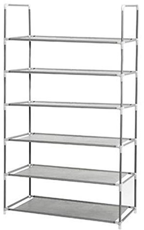 Acan Estantería metálica Multiusos de Acero, 6 baldas de Tela, 104 x 58 x 27 cm, estantes de Almacenamiento y organización para hogar, Garaje 6 Niveles (Gris)