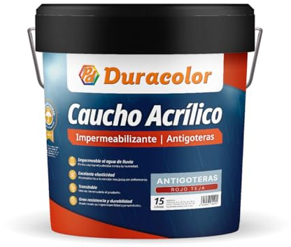 Pintura Kalma Antigoteras - Color Rojo Teja - 4 Litros - Impermeable - Acabado Satinado - Apto para Distintos Materiales de Construcción - Pintura Elástica y Pisable - Duracolor
