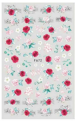 Nail Stickers & Decals For Womens 1pc Holographic Butterfly&Rose Sticker Blue Black Applique Flower DecorationNails Art Accessories