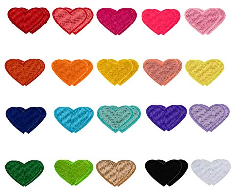 40 Stücke Herz Aufnäher zum Aufbügeln, Mini Aufnäher In Herzform, Mini Aufbügeln ügler Bügeleisen Patches Sticker, Applikation DIY Herz Muster für T-Shirt Jeans Kleidung Reparaturen Dekor