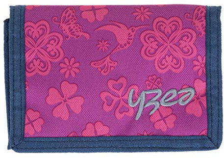Yzea Geldbörse Jungen Mädchen Wallet Börse Geldbeutel Münzfach, Ausweisfach, Klarsicht, Scheinfach, Kette mit Karabiner Auswahl + Trinkflasche (Clover)