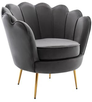 Vente-unique Sessel Muschel - Samt - Anthrazit - Dandelion