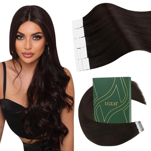 Ugeat Tape In Extensions Echthaar 40cm Seamless Tape Extensions Dunkelbraun Echthaar Extensions Tape Braun Skin Weft Extensions Tape Remy Echthaar Extensions Alltäglicher Gebrauch 20 Stück 50G #2