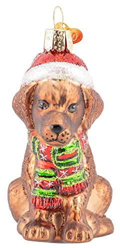 Old World Christmas Weihnachts-Dekoration für Weihnachtsbaum, Schokolade, Labrador, Welpe aus Glas