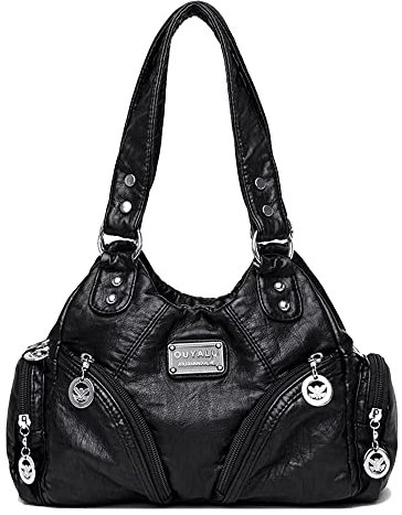 Coolives Bolso de Mano con Bandolera para Mujer Bolso Hobo Bolso de Hombro en Cuero PU Retro Bolsos Bandolera Elegante Vendimia Bolsode señora para Damas Mamá Negro