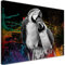 Feeby Bilder Abstrakt Papageien Tiere 90x60 cm Druckbild 1 tlg Leinwandbild Wandbild Wandkunst Bild Schlafzimmer Deko Wohnzimmer Design Wanddekoration Aquarell Schwarz Farbflecken bunt