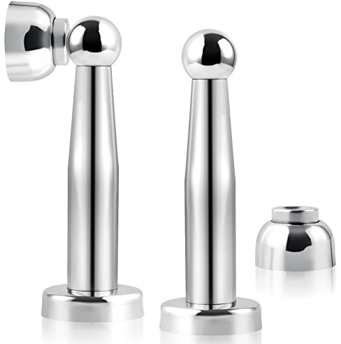 Magnetic Door Stops, 7 Inch Long Door Stopper, Wall Mount, Indoor Outdoor Doorstop Magnetic Door Holder Catch, Silver 2 Pack