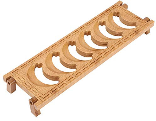 Soporte de taza de té de bambú Natural de 6 rejillas, escurridor de taza de té soporte de taza de té hueco organizador de taza de té escurridor estante de almacenamiento para oficina en casa