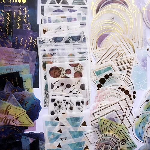 scrapbook zubehör Galaxy Washi Sticker Set 240 Stück für Scrapbooking,Dekorative Aufkleber Set, stickers for bullet Journaling Zubehör,Notebook,Laptop,room decor DIY( Star geometry )