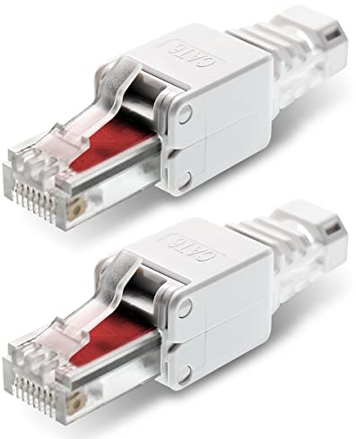 NEXMEX 2x RJ45 CAT 6 Netzwerkstecker werkzeuglos 250 MHz UTP Crimpstecker Stecker ohne Werkzeug für CAT6 CAT6A CAT5e Netzwerkkabel Patchkabel Verlegekabel AWG 22-26 Kabel Ø bis 7,5 mm Ethernet LAN