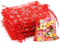 G2PLUS 10x15 cm Organzasäckchen Weihnachten, Rot Weihnachten Organzabeutel, 50 Stück Geschenk Organzabeutel, Schneeflocke Organzasäckchen mit Kordelzug für Geschenk Weihnachten Deko