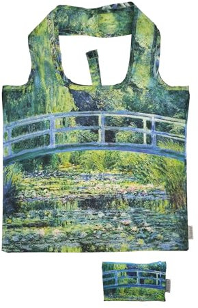 Fridolin Tasche: Claude Monet, Brücke - „I was a bottle“ recycled, bag in bag, b/h: ca. 45,5 × 68,5 cm (offen); b/h: ca. 15,5 × 9,5 cm (geschlossen in kleiner Tasche)