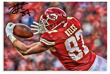 BAWEE Travis Kelce Poster Leinwand Poster Schlafzimmer Dekor Sport Landschaft Büro Zimmer Dekor Geschenk Rahmen: 30 x 45 cm