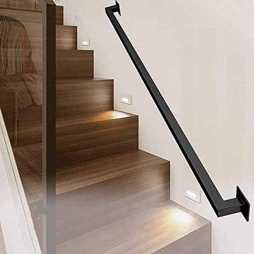 Corrimano moderno per scale quadrato nero balaustre per scale ringhiera in ferro battuto ringhiera per corrimano asta di supporto per parete ringhiere per bancone da bar interni esterni poggiapiedi (