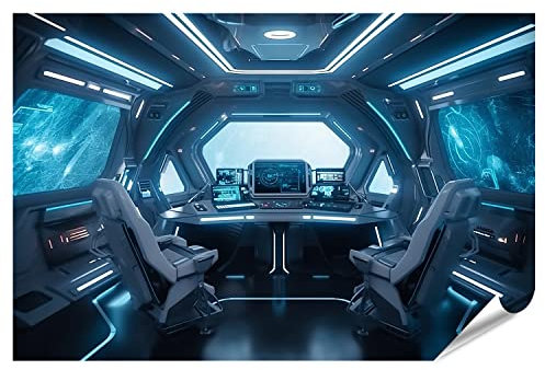 islandburner XXL Bild Poster Kontrollraum Raumschiffkabine Raumschiff Innenraum Futuristisches Armaturenbrett Premium Bilder Fotodruck IXXW-PKL