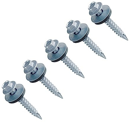 TERF® Thin Metal Corrugated Roofing Sheet to Timber Self Drilling Screw 6.3mm X 60mm (No.14 X 2.1/2) Hex Head Slash Point Corrugated Roofing Screw With EPDM Sealing Washer - Pack of 20