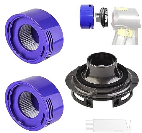 Jegehoyo Motor-Heckabdeckung und Heckfilter-Set für Dyson V7 V8 Staubsauger-Zubehör, 3 Zubehörteile für Dyson Hepa-Filter-Umrüstsatz