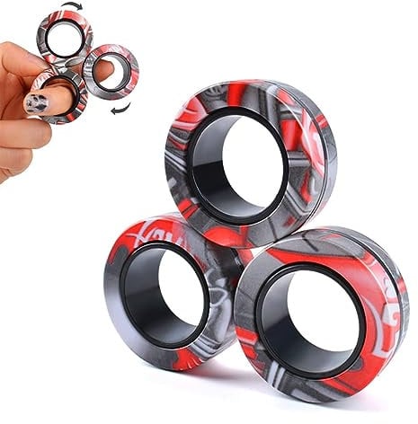 BCBF 3 Stücke Anti Stress Fidget Toys,Magnetische Ringe Fidget Toys,Adhs Magische Fingerring Spielzeug Sets,Fidget Magnet Ringe Pack Tolles Geschenk Für Erwachsene Teenager Kinder,Stress Erwachsene(B)