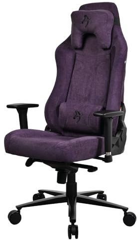Arozzi Vernazza Premium-Polsterung SoftFabric™ Ergonomischer Computer-/Gaming-/Bürostuhl, Liegestuhl, drehbar, neigbar, höhenverstellbar, Lendenwirbel- und Nackenstütze – Purple