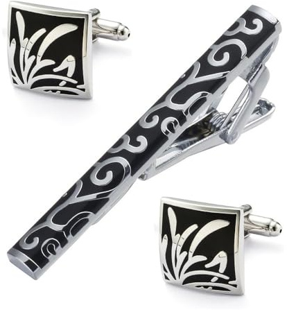 Cravate Pin Pince Cravate Boutons De Manchette Ensemble,Classique Fantaisie Motif Rotin Modèle Art Personnalisé,Hommes Cadeau Sac D'Affaires Chemise Cravate Pince Costume Pince Pour Cravates Ho