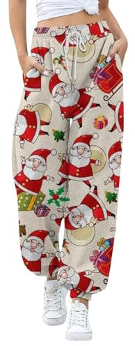 Nidddiv Pantalones de correr para mujer, pantalones casuales de Navidad, pantalones de chándal con bolsillo para mujer, pantalones holgados de fitness para mujer, pantalones deportivos del Reino
