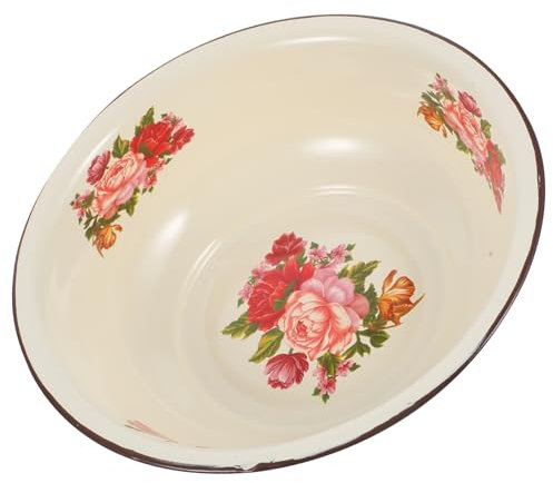 Milisten Retro Enamel Washing up Bowl Large Enameled Mixing Bowl for Kitchen Thickened Household Basin