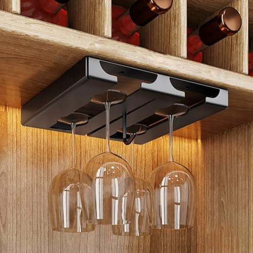 ZYZSY Wine Rack, Hanging Stemware Rack Organizer Hanger, Glassware Drying Hanger, Metal Hanging Organizer, For Red Wine Glass, Champagne Glass, Cocktail Glass