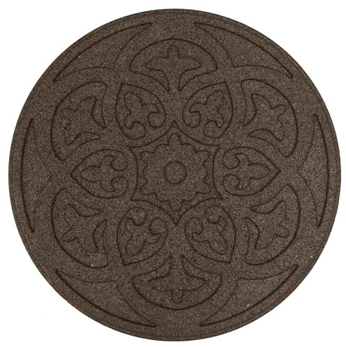 bepco Trittstein Gartenplatte Beetplatte Laufplatte Wegplatte 4er-Set, Gummi (4er-Set Trittsteine Ornament aus recycelten Gummi, Ø 45,8 x 1,8 cm, Terracotta)