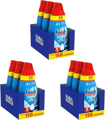 Finish Power Gel Tout En 1 - Détergent Lave-Vaisselle 3L (3x1L) (Lot de 3)
