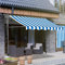 Markise Balkon Ohne Bohren, Klemmmarkise mit Handkurbel Balkon, Markisen 200/250/300/350/400cm Breit, UV-beständig & Höhenverstellbar, Sonnenschutz Wasserdicht ( Color : Blau+Weiß , Size : 350cm )