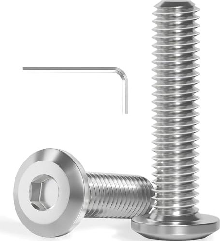 20 Stück M8x20 Schrauben, Flachkopfschrauben, Edelstahl A2 V2A, Innensechskant, Vollgewinde, mit Innensechskantschlussel