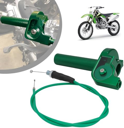 IUVWISN Motorbike Throttle Assembly 7/8'' 22mm Motorcycle Twist Throttle Accelerator Quick Pit Bike Throttle Cable Universal for 50 110 125 150 200 250cc Handlebars Dirt Pit Bike ATV Mini Bike Green