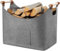 Holzkorb für Kaminholz - XXL Kaminholzkorb mit Tragegriffen, Groß Brennholzkorb als Extradickem Filz, Feuerholzkorb Feuer Kamin Brennholz (55 * 32 * 40 cm, Grau)