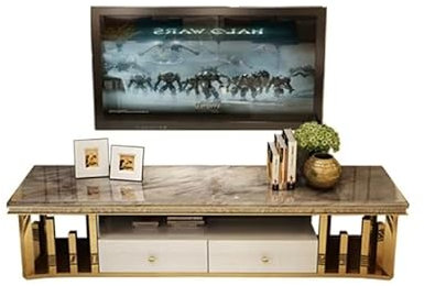 Modern Natural Marble TV Stand Console for Living Room 2.4m TV Cabinet Furniture with Monitor Stand and Mesa Tv Table