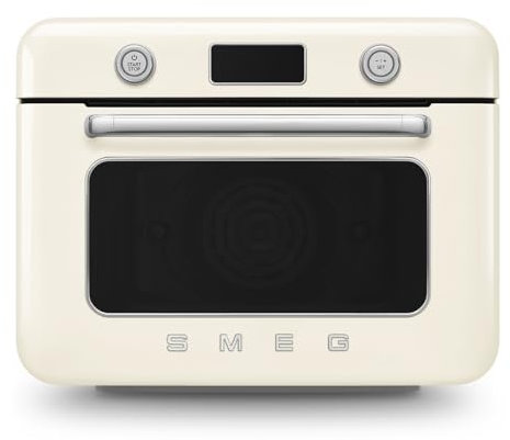 Smeg, Forno Combinato a Vapore da Appoggio COF01CREU, 10 Funzioni di Cottura, 33 Ricette Automatiche, Serbataio Estraibile, Cottura a Vapore, Funzione Decalcificazione, Potenza 1800W, Crema