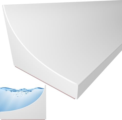 Rusoz 2M Bande Etancheite Salle de Bain, Blanc Joint pare Baignoire La Séparation Humide et Sèche Barriere de Douche Anti Débordement pour Barrage d'eau et Maintient L'eau à L'intérieur du Seuil